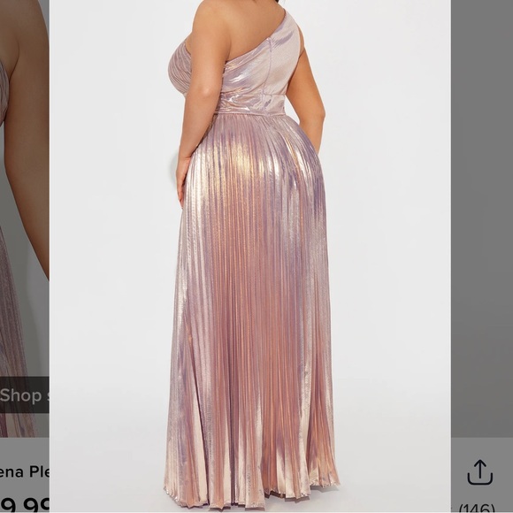 NWT shimmery purple & gold metallic one shoulder evening gown - Picture 4 of 14